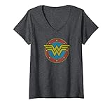 Womens Wonder Woman Vintage Emblem V-Neck T-Shirt