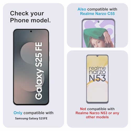 Image of Tempered Glass Screen Protector Compatible for Samsung Galaxy S25 FE 5G / Samsung Galaxy S25FE 5G / Samsung Galaxy S25 FE with Edge to Edge Coverage and Easy Installation Kit