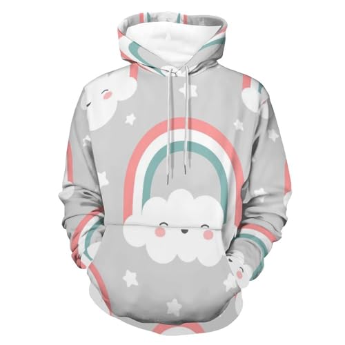 Hoodie mignon arc-en-ciel pull unisexe à manches longues avec capuche protectrice et poche S