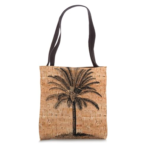 Bolso Tote con diseño de palma y textura de madera de corcho miniatura 1