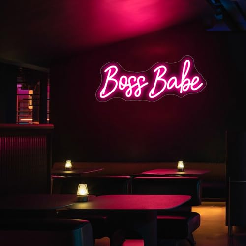 Image of Pink Boss Babe Led Neon Light Sign for Wall Decor Sign Girls Lady Bedroom Home Light Up Sign Wedding Birthday Christmas Bestie Best Boss Gifts USB (15.7x7in)