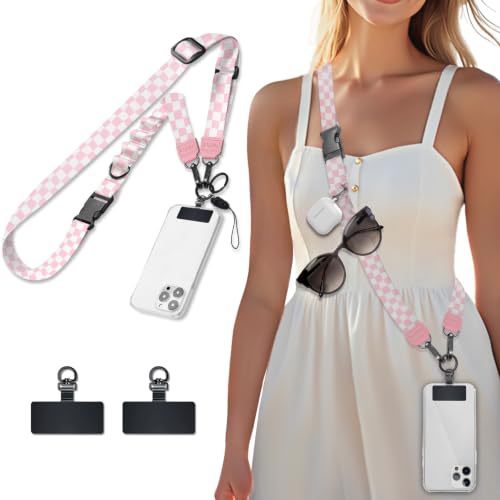 Image of Icycay Phone Lanyard Crossbody Strap Adjustable Teacher Women Checkered | for Cell Phone Case Keys ID Badges, Anti Theft, Multifuctional, Neck Phone Holder, Travel Hiking Essential Accessories, Gifts