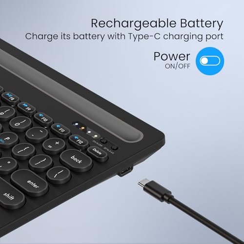Image of Portronics Bubble Dock Wireless Keyboard with Tablet Holder, Multi-Device Pairing, Rechargeable Battery,Dual Connectivity(2.4 GHz RF & Bluetooth 5.3v)