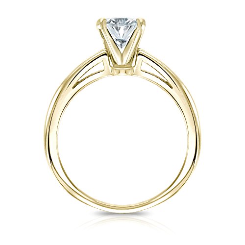 14k Gold Oval Diamond Simulant CZ Solitaire Ring 4-Prong(1/3 ct,Excellent Quality)2