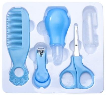 Image of Episkey 5 In1 Baby Grooming Kit for New Born Baby, Infants, Toddlers | Portable Grooming Kit With Baby Hair Brush, Comb, Baby Nail Scissor, Baby Nail Cutter, Tweezer, Nail Filer (Blue, Pack of 1) (BABY KIT 5PCS)