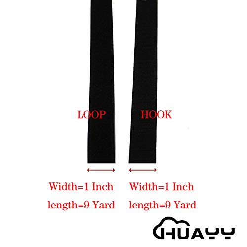 Image of HUAYY Sew on Hook and Loop Style,Non-Adhesive Nylon Strips Fabric,Black,1 Inch Width 9 Yards Length(1in x 9yd)