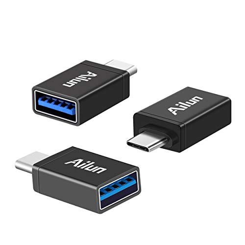 Ailun USB C Adapter Type C Convertor 3Pack Hi Speed USB C Male to USB A 3.0 Female Converter for Galaxy s20, s20+ S20Ultra S10 Plus Note 10 USB C Power Adapter Fast Charging Speed for Devices Black