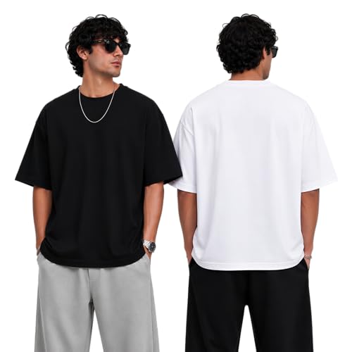 PeaceOut Oversized Men's T-Shirt Combo Pack of 2, 240 GSM Black - Image 2