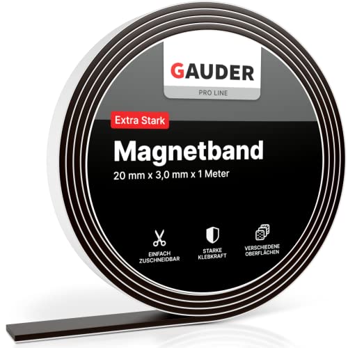 GAUDER Magnetic Tape | Magnetic Strips Extremely Self Adhesive (3.3' Long x 0.8" Wide x 1/9" Thick) | Magnet Roll