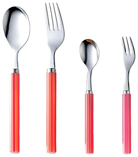 ナガオ ストライプ ディナーカトラリーセット 4本 レッド 日本製