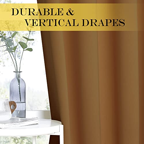 NICETOWN Room Divider Curtain 132 Inches Long, Wide Blackout Sliding Door Curtain for Bedroom, Room Darkening Privacy Window Covering for Patio Door (1 Panel Set, Gold Brown, 80 x 132 Inch)