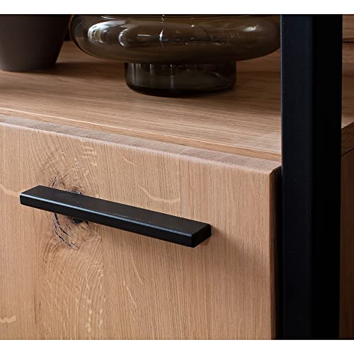 Lomadox Moderne Wohnwand mit LED Beleuchtung, Eiche Bianco geölt (teilmassiv), B/H/T ca. 365/186/46 cm – Bild 8