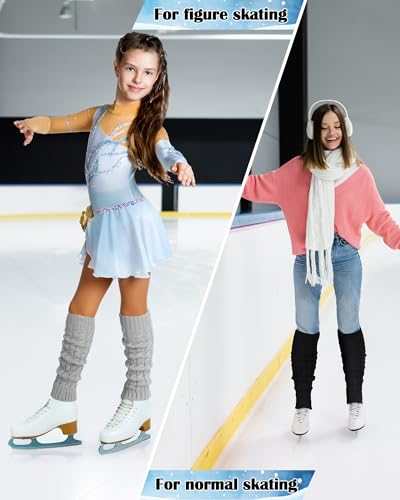 Image of Chuarry 6 Pairs Skating Leg Warmer Sets for Women Girls Knit Long Leg Warmers Socks Calf Socks Set for Ice Figure Skating