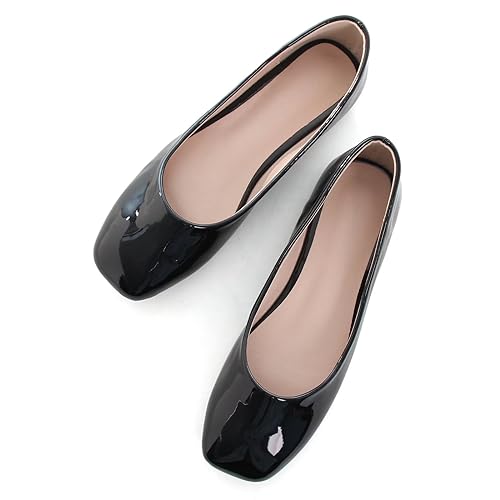 Image of ChaiRong Zhou Women Square Toe Ballets Flats Comfort Slip On Walking Shoes for Driving