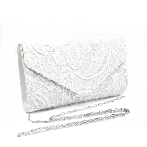 Fililogor Pochette Femme Sac Élégant Sac de Soirée Pochette de Soirée de Bal de Partie Pochette pour Femmes pour Mariage Fête de Mariée, blanc, 22 cm × 13 cm × 5...