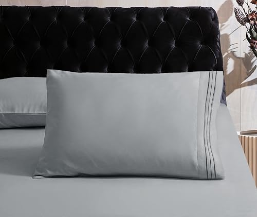 Image of Mocassi Full Sheet Set - Luxury Hotel 1800 Premier Bedding Sheets & Pillowcases - Ultra Soft Breathable & Cooling Bed Sheets - Deep Pocket - Wrinkle Resistant - 6 Piece Set - Full, Silver