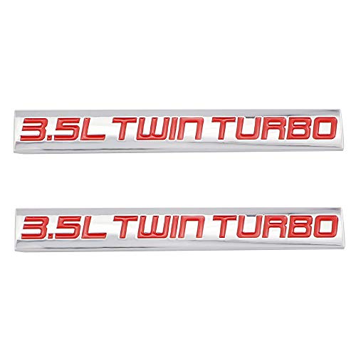 Image of 2PCS 3D 3.5L Twin Turbo Emblem Chrome Finish Metal Emblem Badge Fender Trunk Car Decal Sticker (Red)