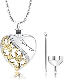 Odinstone Tree of Life Urn Necklace for Ashes, 925 Sterling Silver Ashes Jewellery with Abalone Shell Keepsake Ashes Memorial Locket Cremation Jewellery with Funnel Filler