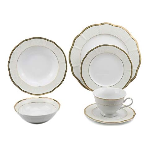 Lorren Home Trends Flower Shape Dinnerware Set, Gold Cover