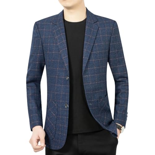 Men's Spring Autumn Business Casual Plaid Top Blazer