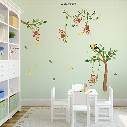 Runtoo Muursticker jungle muursticker aap boom bosdieren muursticker kinderkamer babykamer - Afbeelding 4