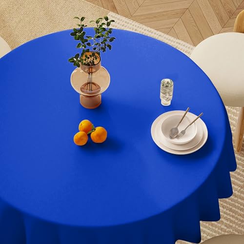 Image of sancua Royal Blue Round Tablecloths 90 Inch (Fit 30-72 Inch Tables), 6 Pack