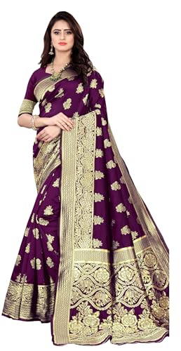 Image of Women's Kanjivaram Ptinted Soft Silk Banarasi Saree With Unstitched Matching Bloue Piece | Saree for Women