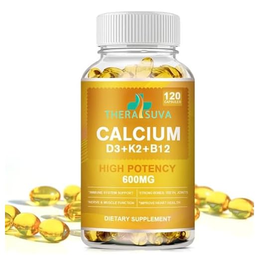 Extra Strength 4-in-1 Calcium 600mg + Vitamin D3 5000iu + K2 + B12 Natural Supplement Complex for Bone and Immune Health, 120 Softgels, 60 Day Supply
