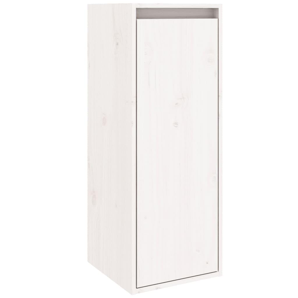 Set of 2 White Solid Pine Wood Floating Wall Cabinets | Each 11.8"x11.8"x31.5" unit provides space-saving storage for living rooms, bedrooms, and media centers.