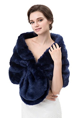 WOWBRIDAL Women's Winter Warm Faux Fur Shawl Coat Jacket Parka Outerwear Tops2