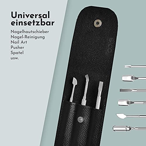 Eico Nagelhautschieber Edelstahl - Dreiteiliges Set mit Etui - Nagelhaut Cuticle Pusher & Nagelreiniger Set… – Bild 3