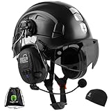 GREEN DEVIL Hard Hat with Bluetooth Ear Muffs and Visor Vented Work Safety Helmet for Men Women ANSI Z89.1 Approved Hardhat Cascos de Construccion Ideal for Industrial & Construction