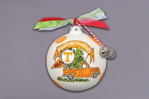 Magnolia Lane University of Tennessee Volunteers Football Christmas Holiday Truck Hanging Ball Ornament with Ribbon and Bell, 3.5-inch Diameter