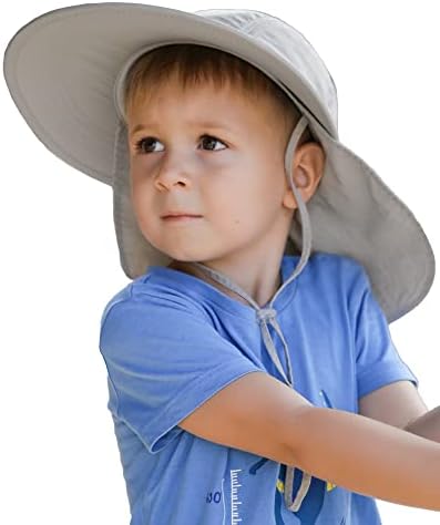 Toddler Kids Sun Hats with Neck Flap UPF 50+ UV Protection Wide Rigid Brim Boys Girls Beach Swim Sunhat