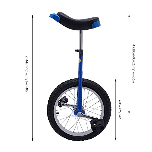KONKENIE 24\" Wheel Outdoor Balance Unicycle Leakproof Uni Wheel Cycling Unicycle Outdoor Sports Fun Bicycle One Wheel Bike for Adult Kid Fitness Exercise Black,Seat Height Adjustable (Blue)