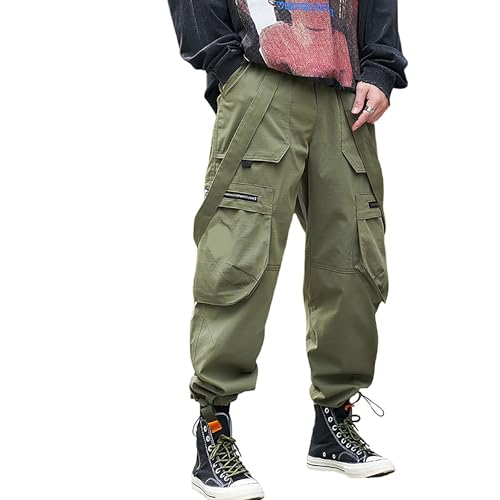 XYXIONGMAO Men's Japanese Paratrooper Functional Cargo Pants Streetwear Mens Harem Pants Casual Goth Pants for Men Tech Pants4