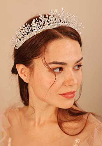 Tiara de cristal para bodas Kercisbeauty y joyería de plata fina para cabello de fiesta 2