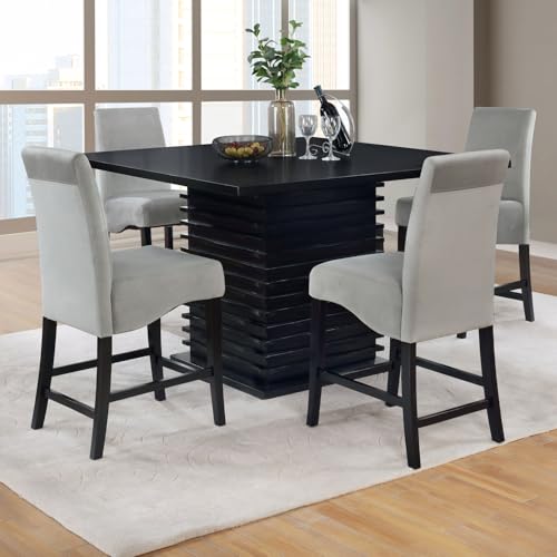 Shandra Grey and Black 5-Piece Dining Set - Wood Black - Modern Inviting Space - Dining Gatherings - Elegant