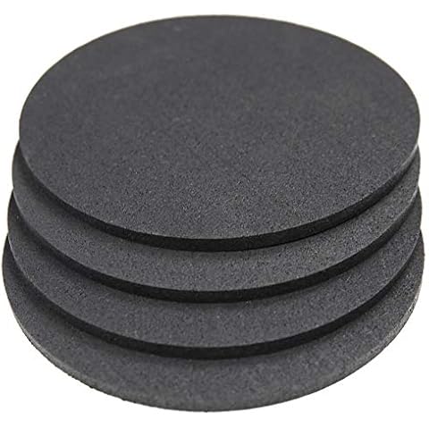 RevTime Round Rubber Trivet 1/4” Thickness for Rubber Cork Mat, Hot Pad, Stylish, Way to Set Any Plant Pot, Kettle, Anti-Shock mat for Fish Bowl. Spoon Rest (Pack of 4) Black (6") Cover
