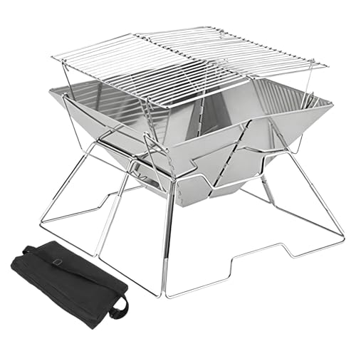 YNPQTDS Estufa de Camping Portátil | de Acero Inoxidable con Altura Regulable | Estufa Portátil para Carbón,para Patio Jardín Picnic Exterior Viajes Regalo para Pareja
