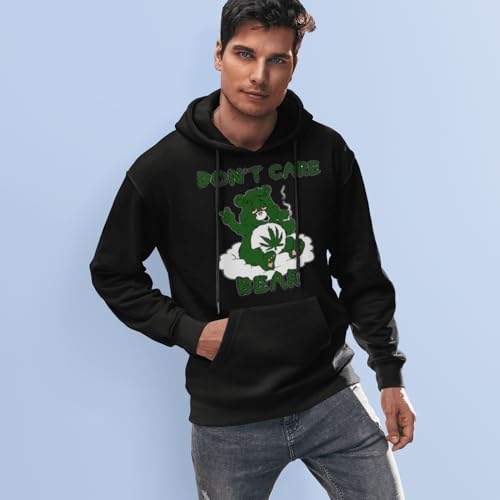 TOP KOALA TEE Dont Care Bear Weed Hoodie Ultra Soft Blended Cotton Blend Midweight Unisex Pullover Black/Medium2