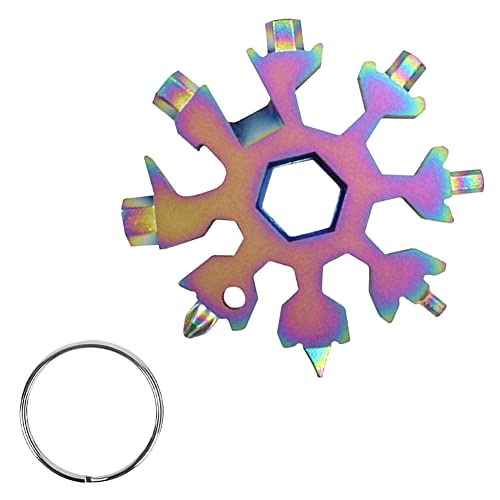 Snowflake Multi Wrench Tool，18-In-1 Keychain Multitool Pocket Tool Is Easy To Carry For Outdoor Camping And Christmas Snowflake (Purple) #TOP3