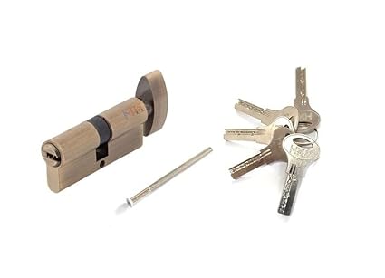 MHS Accessories of Mortise Handle Lock Fittings for Wooden Door (80 mm Cylinder with 5 Ultra Keys, Antique Brass Finish)