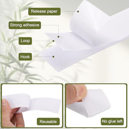 Image of HARFINGTON 4set Hook and Loop Strips with Adhesive 4.3 inchx4.3 inch Double Sided Hook and Loop Tape Nylon Self Sticky Fastener for Home Office Car, White