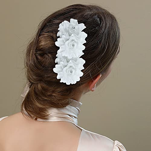 6 Piezas Pinzas de Pelo Florales Blancas con Cristales miniatura 5