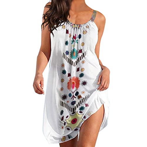 Damen Kleider Sommer Knielang Ärmellos Minikleid Trägerkleid...