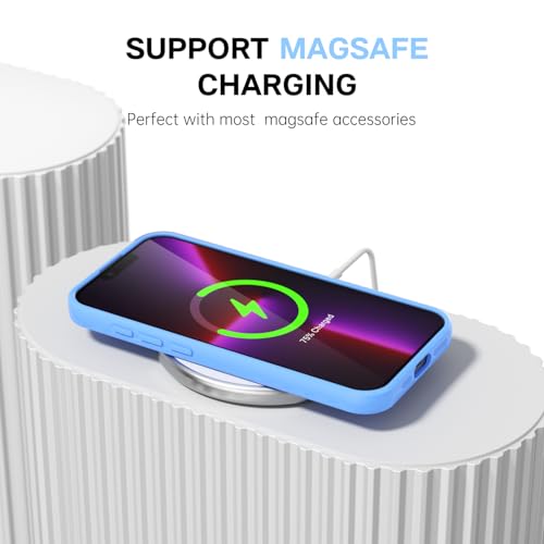Coque iPhone 13 Pro anti-rayures fine en silicone bleu compatible Magsafe