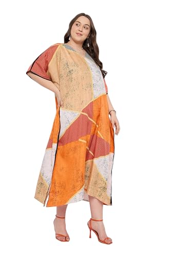 Image of Gypsie Blu Women Plus Size Kaftan Dress Beach Cover Up Maxi Dresses for Women, V-Neck Kimono Sleeve 1X-3X