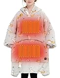 KFUBUO Heated Electric Wearable Blanket Throw Battery Operated Portable USB Cordless Outdoor Hoodie Sweatshirt (Heated Blanket Cats)