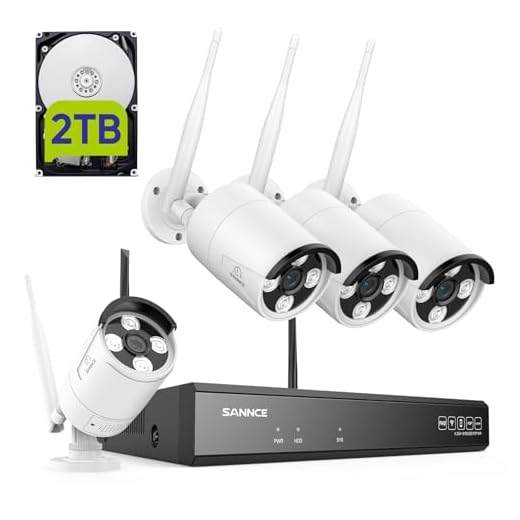 SANNCE Set di telecamere di sorveglianza 4CH 5 MP NVR e 4 telecamere WiFi da 3 MP, per esterni, Wi-Fi, con schermo da 1 TB, per riconoscimento personale, supporta Alexa